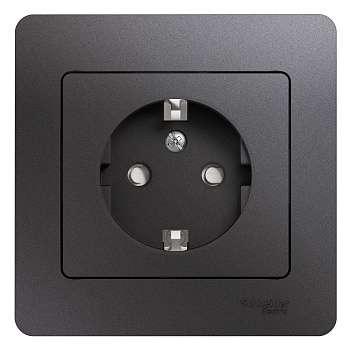 Розетка одинарная Glossa SE с заземлением со шторками графит в Хабаровске