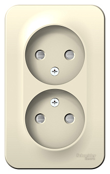 Розетка двойная BLANCA SE накладная со шторками молочная в Хабаровске