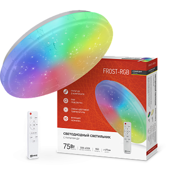 Светильник светодиодный COMFORT FROST-RGB 75Вт 230В 3000-6500K 4400Лм 495x85мм с пультом дистанционного управления IN HOME в Хабаровске