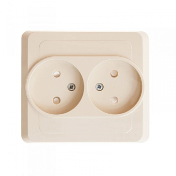Розетка двойная ЭТЮД SE со шторками крем в Хабаровске