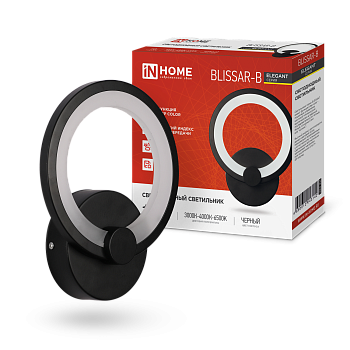 Светильник светодиодный ELEGANT BLISSAR-B 15Вт 230В 3000-6500K 1050Лм STEP COLOR черный IN HOME в Хабаровске