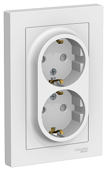 Розетка двойная AtlasDesign SE с з/к со шторками лотос в сборе в Хабаровске