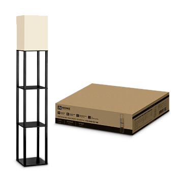 Светильник напольный под лампу ТНО 06КВUSB-Е27-NB 230В 2хUSB-C бежевый абажур, черный корпус IN HOME в Хабаровске