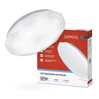 Светильник светодиодный серии DECO ДАЙМОНД 95Вт 230В 6500К 10000Лм 496х85мм IN HOME в Хабаровске