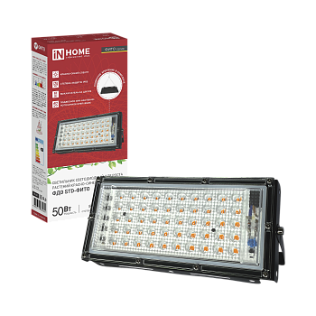 Прожектор светодиодный ФДО STD-ФИТО красно-синий спектр 50Вт IP65 черный IN HOME в Хабаровске