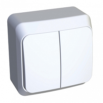 Выключатель двухклавишный ЭТЮД SE накладной с подсветкой белый в Хабаровске