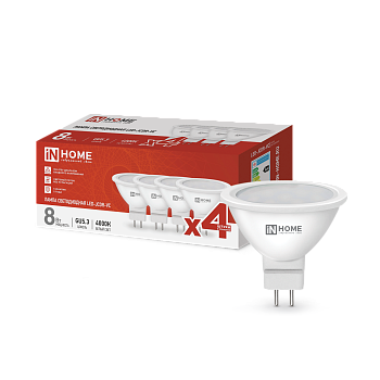 Лампа светодиодная LED-JCDR-VC 4PACK 8Вт 230В GU5.3 4000К 720Лм (4шт./упак) IN HOME в Хабаровске