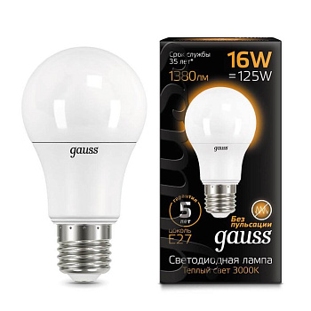 Лампа светодиодная LED-A60 16Вт E27 3000K 1380Лм Black GAUSS в Хабаровске