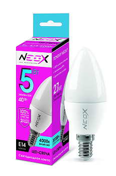 Лампа светодиодная LED-СВЕЧА 5Вт 230В Е14 4000К 400Лм NEOX в Хабаровске