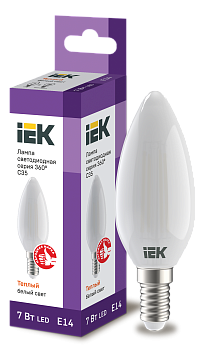 Лампа LED C35 свеча матовая 7Вт 230В 3000К E14 серия 360° IEK в Хабаровске
