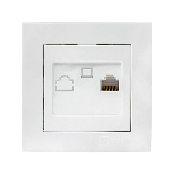 Розетка компьютерная одинарная Валенсия EKF белая в Хабаровске