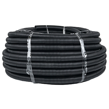 Труба гофрированная ПНД 32, тяжёлая с протяжкой, цвет черный EKF PROxima в Хабаровске