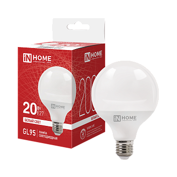 Лампа светодиодная LED-GL95-VC 20Вт 230В Е27 4000К 2000Лм 95мм IN HOME в Хабаровске