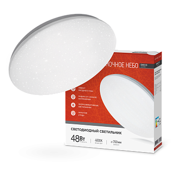 Светильник светодиодный серии DECO НОЧНОЕ НЕБО 48Вт 230В 4000К 4320Лм 380х55мм IN HOME в Хабаровске