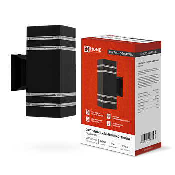 Светильник уличный настенный двусторонний НБУ POLO-S-2xGX53-BL алюминиевый черный IP54 IN HOME в Хабаровске