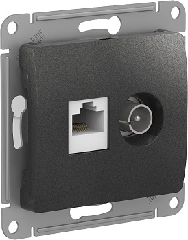 Розетка двойная ТВ+компьютерная RJ45, категории 5Е Glossa SE антрацит в Хабаровске