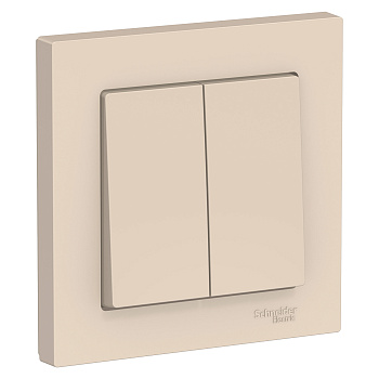 Выключатель двухклавишный AtlasDesign SE бежевый в сборе в Хабаровске