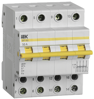 Выключатель-разъединитель трехпозиционный ВРТ-63 4P 50А IEK в Хабаровске