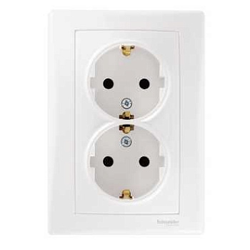Розетка двойная SEDNA Schneider Electric с заземлением белая в Хабаровске