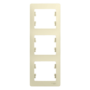 Рамка тройная вертикальная Glossa SE бежевая в Хабаровске