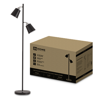 Светильник напольный под лампу ТНО 01-2-2хЕ27Ч 230В черный плафон, черный корпус IN HOME в Хабаровске