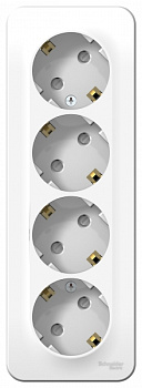 Розетка четырехместная BLANCA накладная с заземлением со шторками с изоляционной пластиной белая в Хабаровске