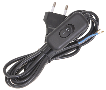 Шнур УШ-1КВ опрессованный с вилкой со встроенным выключателем 2х0,75/2метра черный IEK в Хабаровске