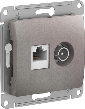 Розетка двойная ТВ+компьютерная RJ45, категории 5Е Glossa SE платина в Хабаровске