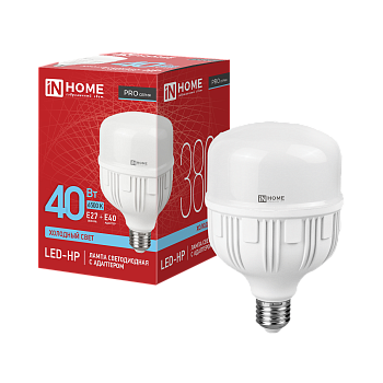 Лампа светодиодная LED-HP-PRO 40Вт 230В Е27 с адаптером E40 6500К 3800Лм IN HOME в Хабаровске