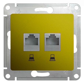 Розетка двойная компьютерная RJ45+RJ45 Glossa SE фисташковая в Хабаровске