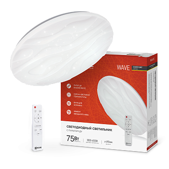 Светильник светодиодный COMFORT WAVE 75Вт 230В 3000-6500K 6000Лм 490x85мм с пультом ДУ IN HOME в Хабаровске