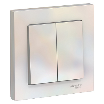 Выключатель двухклавишный AtlasDesign SE жемчуг в сборе в Хабаровске