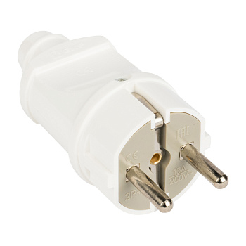 Вилка прямая с заземлением белая 16А 250В EKF PROxima в Хабаровске