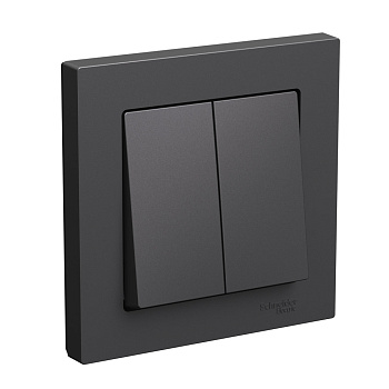 Выключатель двухклавишный AtlasDesign SE базальт в сборе в Хабаровске