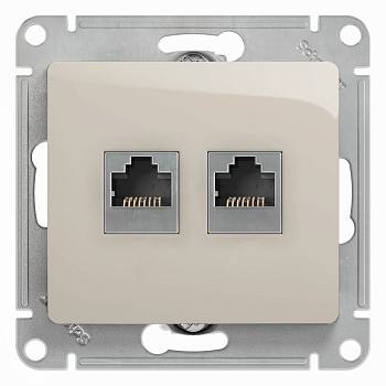 Розетка двойная телефонная компьютерная RJ11+RJ45 Glossa SE молочная в Хабаровске