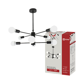 Светильник потолочный под лампу LOFT SPUTNIK-8E27-BL 8хЕ27 черный IN HOME в Хабаровске