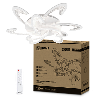 Светильник светодиодный ELEGANT ORBIT 120Вт 230В 3000-6500K 8400Лм 925х810х120мм c пультом ДУ белый IN HOME в Хабаровске