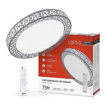 Светильник светодиодный COMFORT LOFT-G 75Вт 230В 3000-6500K 6000Лм 500x105мм с пультом ДУ IN HOME в Хабаровске