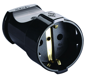 Штепсель MAKEL с заземлением черный в Хабаровске