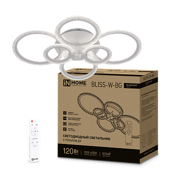 Светильник светодиодный ELEGANT BLISS-W-BG 120Вт 230В 3000-6500K 8400Лм 780х550х130мм пульт ДУ белый IN HOME в Хабаровске