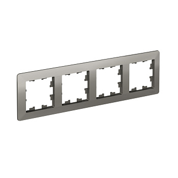 Рамка четырехместная AtlasDesign AIR SE СТАЛЬ/дымчатая черная в Хабаровске