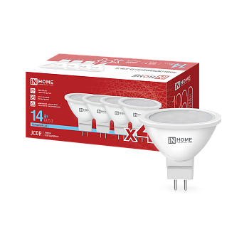 Лампа светодиодная LED-JCDR-VC 4PACK 14Вт 230В GU5.3 6500K 1260Лм (4шт./упак) IN HOME в Хабаровске