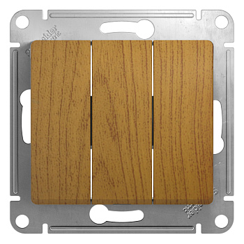 Выключатель трехклавишный GLOSSA Schneider Electric дуб в Хабаровске
