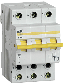 Выключатель-разъединитель трехпозиционный ВРТ-63 3P 50А IEK в Хабаровске