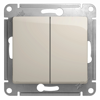 Выключатель двухклавишный Glossa SE молочный в Хабаровске