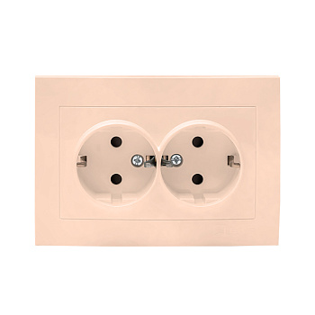 Валенсия розетка 2-местная с/з 16А кремовая с защитными шторками EKF PROxima в Хабаровске