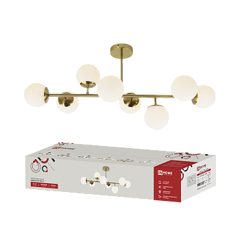 Светильник потолочный под лампу AURORA LUNA-8G9-LT 8xG9 матовые плафоны, латунный корпус IN HOME в Хабаровске