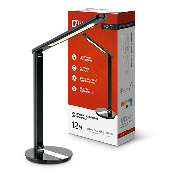 Светильник настольный светодиодный SIMPLE ССО-07Ч 12Вт 600Лм сенсор, адаптер ЧЕРНЫЙ IN HOME в Хабаровске