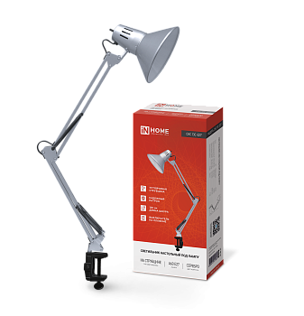 Светильник настольный под лампу на струбцине СНС 13С-E27 230В СЕРЕБРО IN HOME в Хабаровске