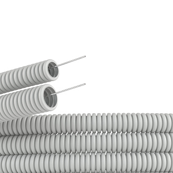 Труба гофрирированная ПВХ d=20 мм (25 м) легкая с зондом серая DKC в Хабаровске